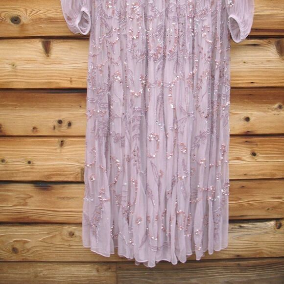 MAC DUGGAL $798 93930 Purple Puff Sleeve Embellished A Line Gown Dress - Picture 10 of 14